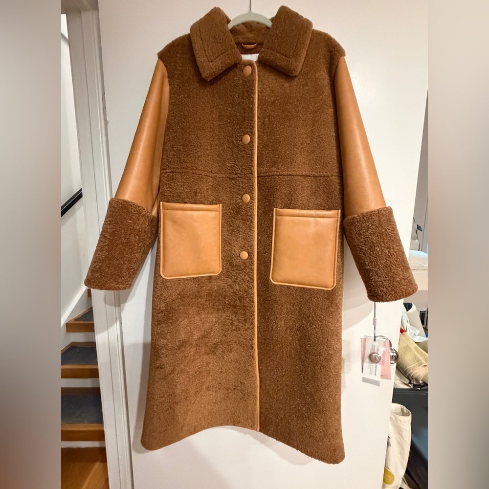 Avec Les Filles Brown and Tan Teddy Coat